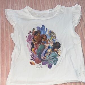 H&M White Little Mermaid Graphic Tee